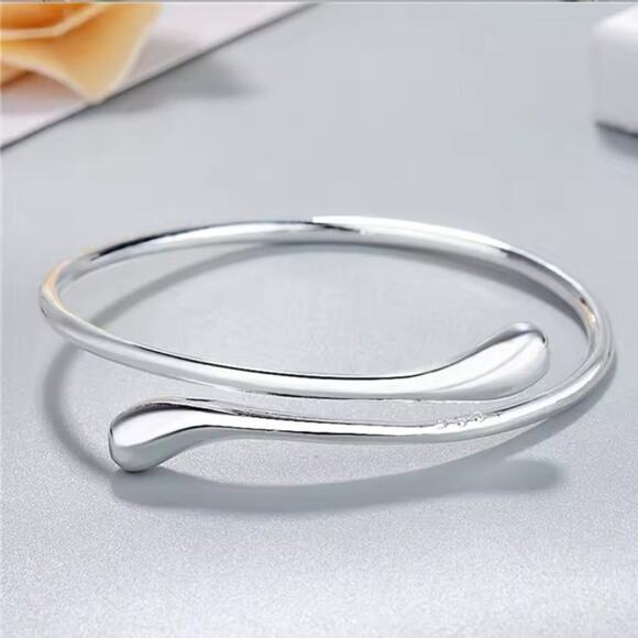 925 Sterling Silver Bracelet Teardrop Adjustable BOHO Fashion Bangle Gift NEW - Picture 5 of 7
